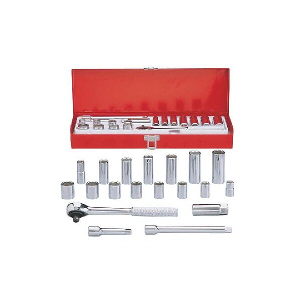 Set, Skt, 3/8, 6Pt, Mix, 19Pc, Box,